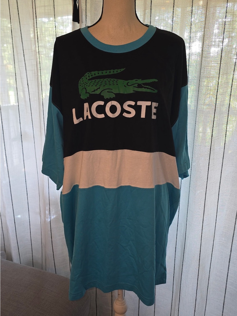 Lacoste Black, Teal & White Colorblock Short Sleeve Tee